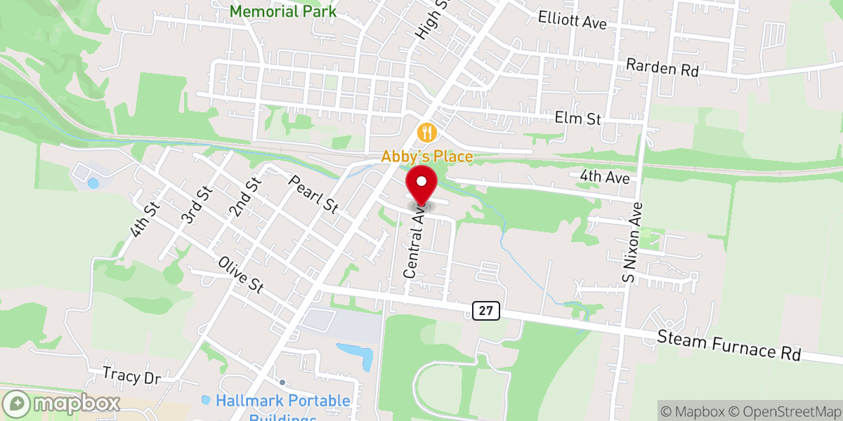 Map showing location of Peebles Pilgrim Holiness Church