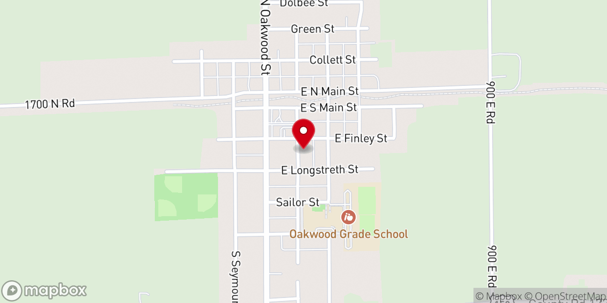 Map showing location of Oakwood Area Food Pantry - Food Distribution Center