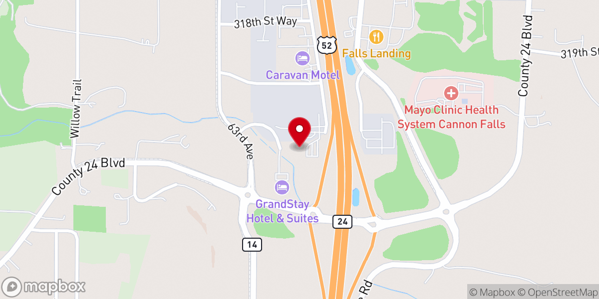 Map showing location of Bethel's Rock Church Cannon Falls