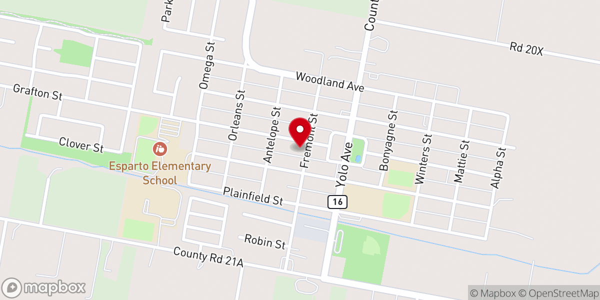 Map showing location of Calvary Baptist Church Esparto
