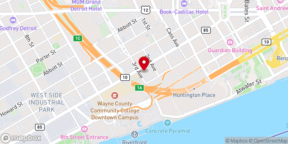 Map showing location of Fort Street Presbyterian Church