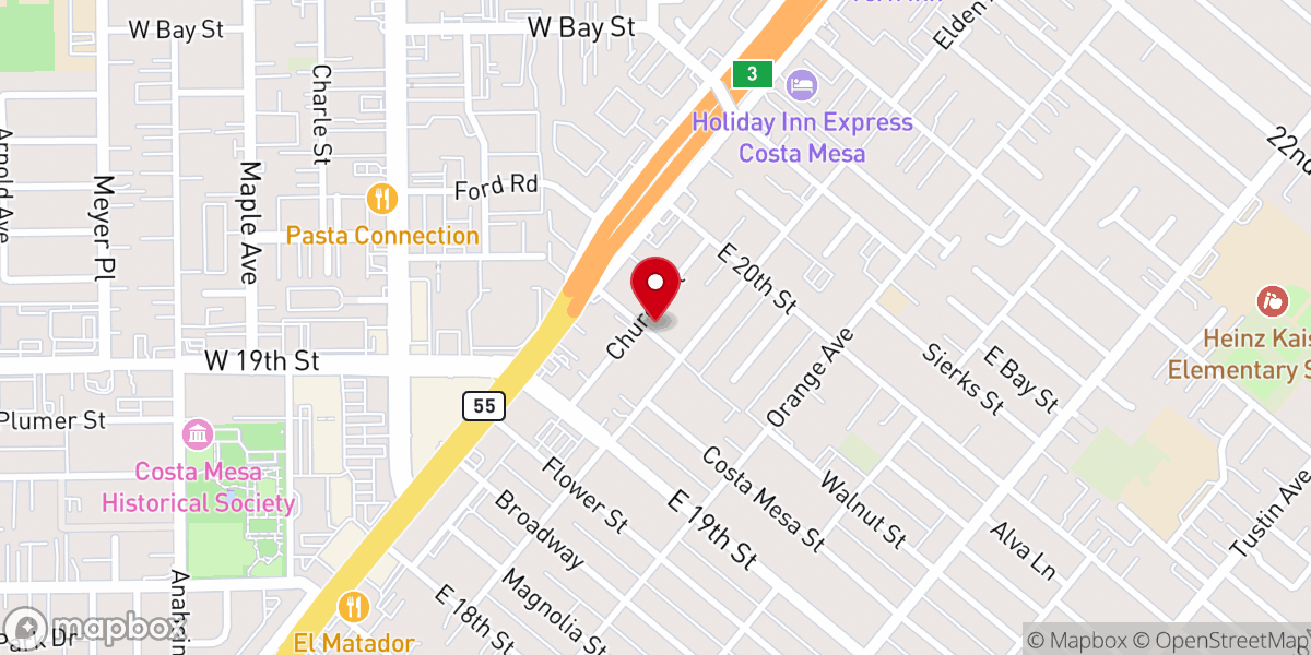 Map showing location of Costa Mesa Bahá'í Center