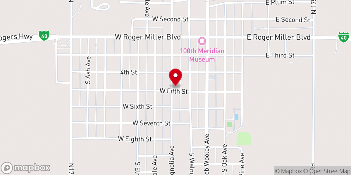 Map showing location of Erick First United Methodist Church
