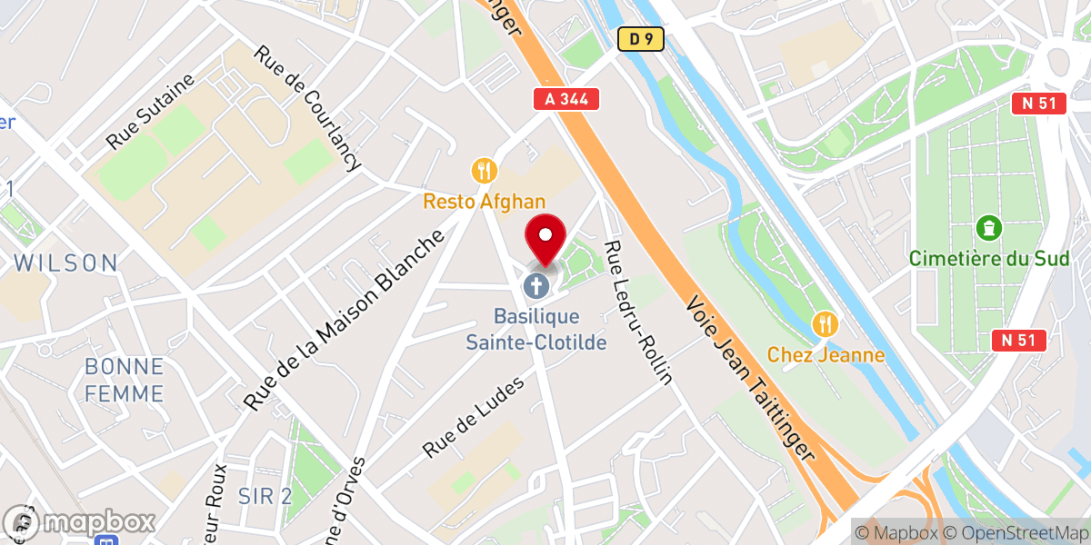 Map showing location of Basilique Sainte-Clotilde