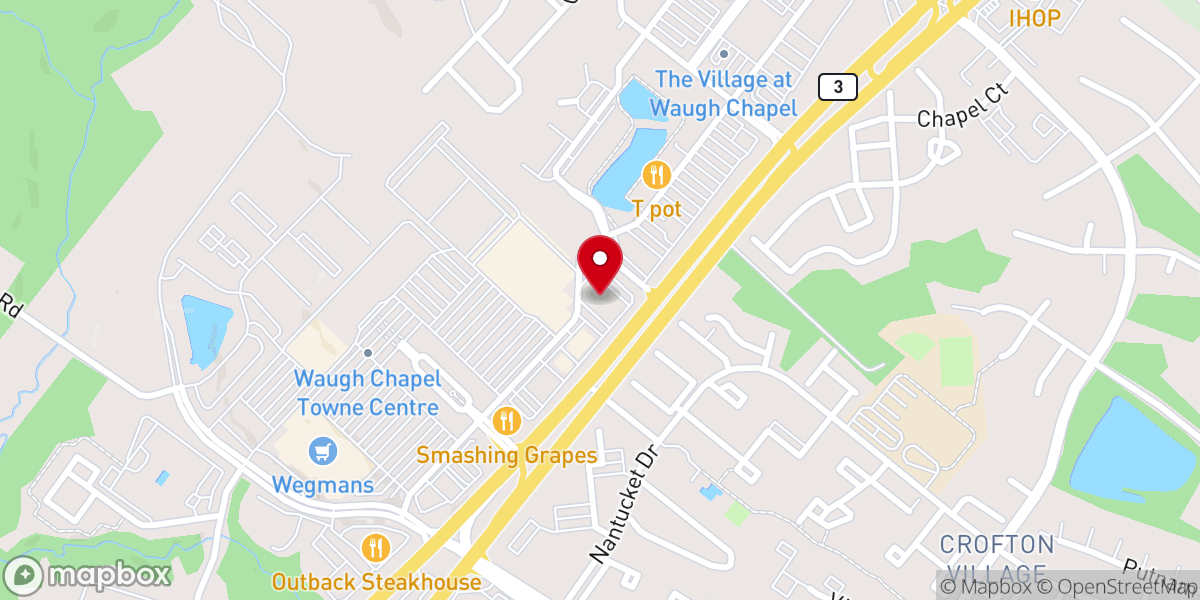 Map showing location of Waugh Chapel Dental