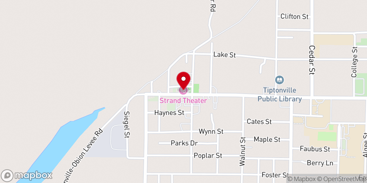 Map showing location of Strand Theatre of Tiptonville, TN