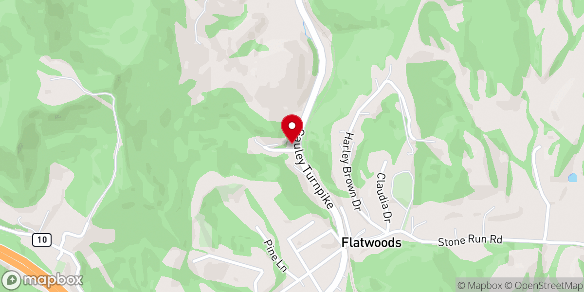 Map showing location of Flatwoods Apostles Church