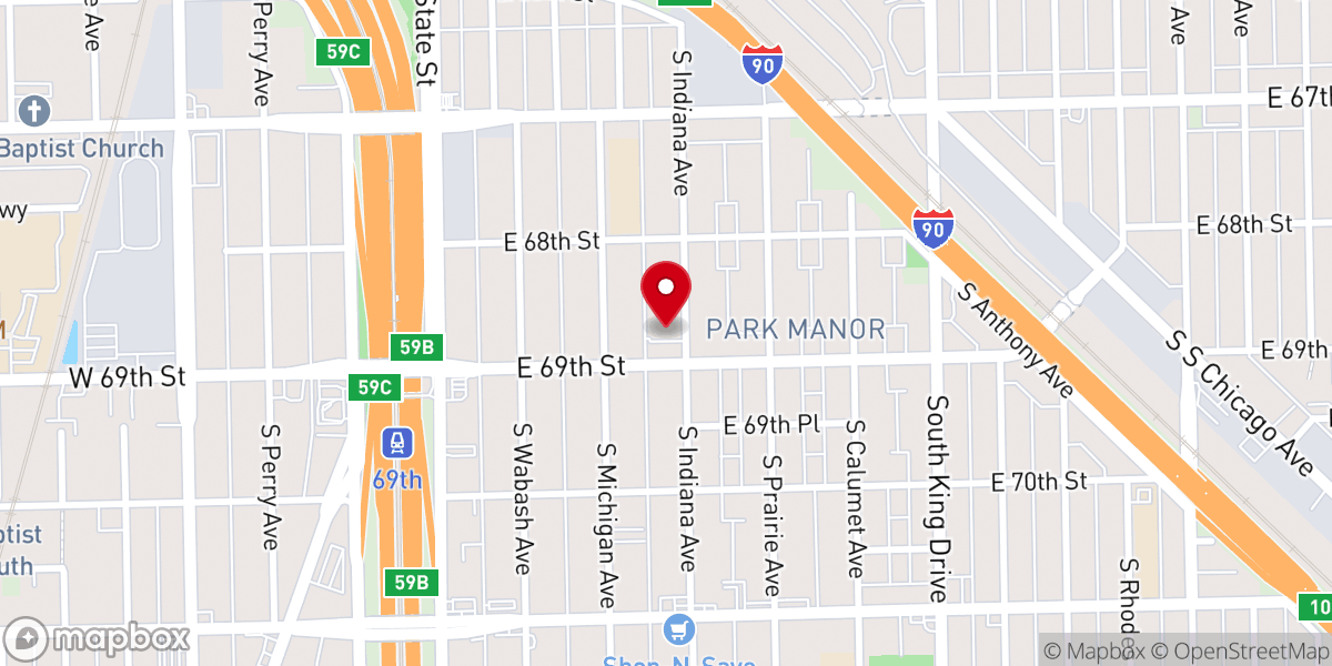 Map showing location of New Memorial Missionary Baptist Church
