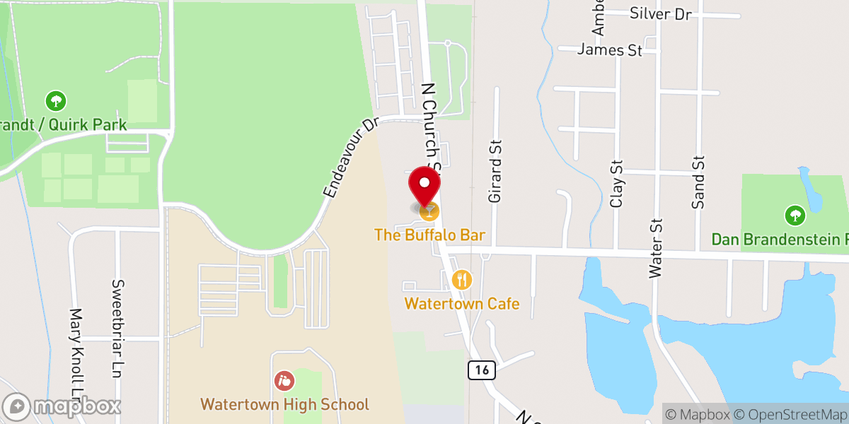 Map showing location of The Buffalo Bar
