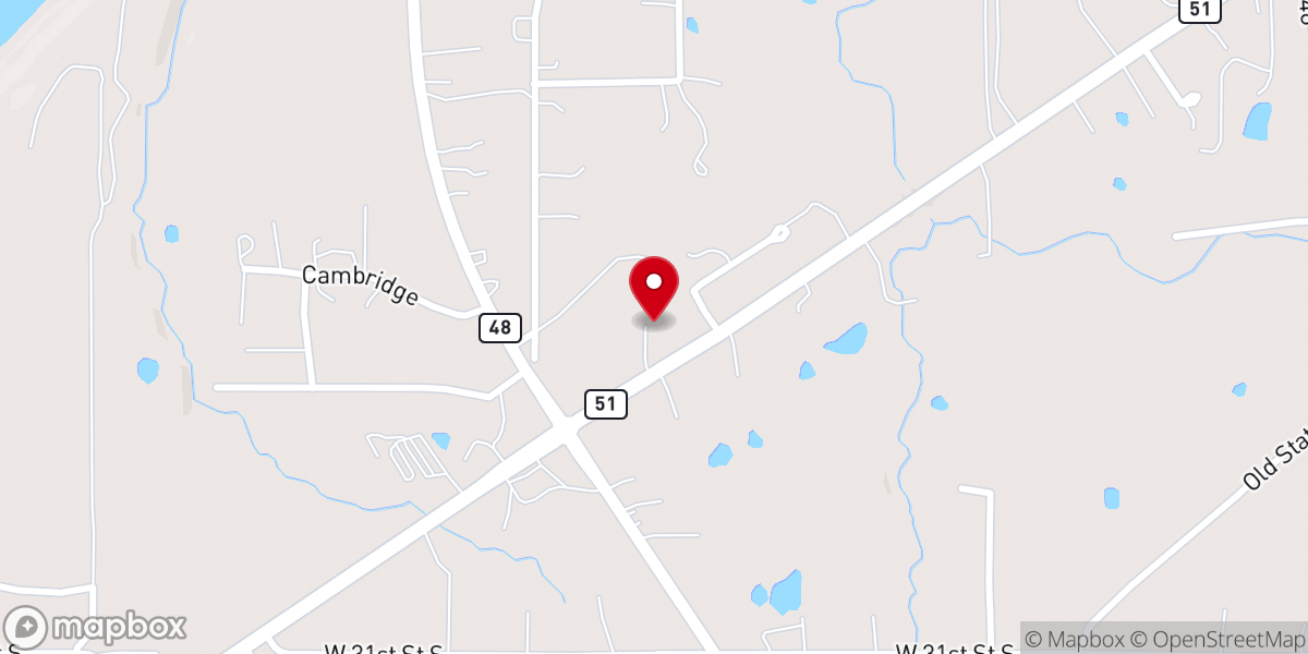 Map showing location of Lake Church