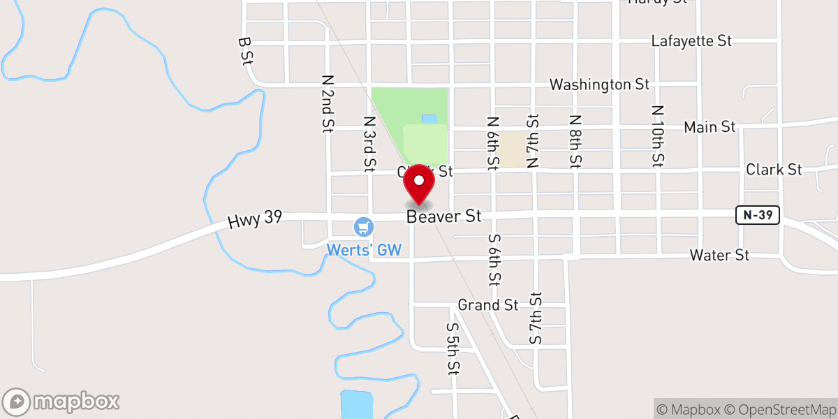 Map showing location of Saint Edward Historical Marker