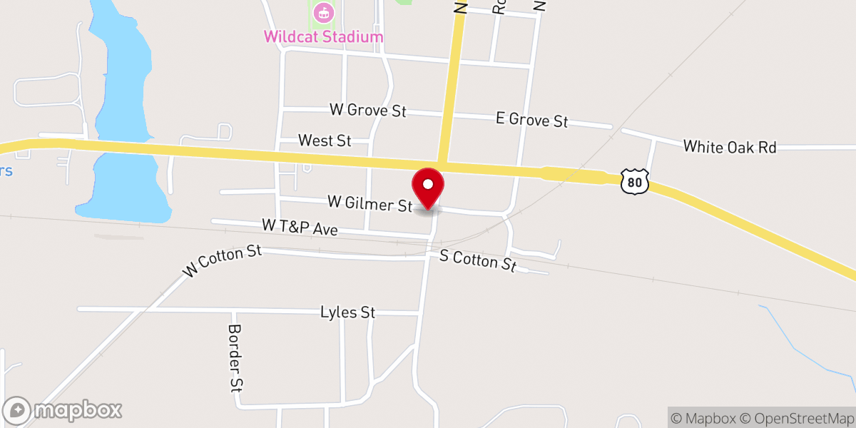Map showing location of Gospel Lighthouse Church, Big Sandy, TX