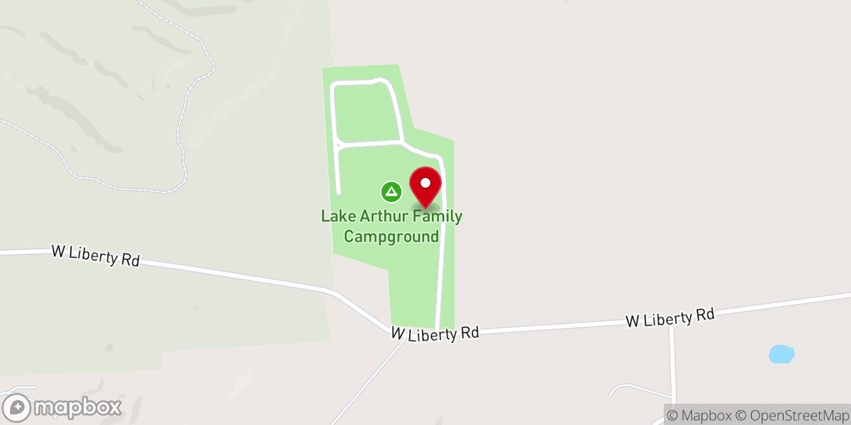 Map showing location of Lake Arthur Family Campground