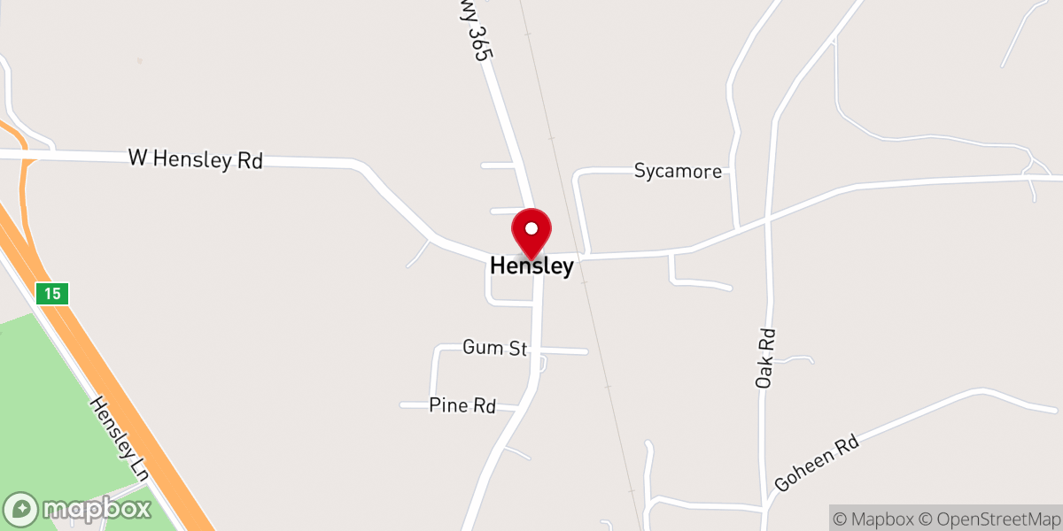 Map showing location of Hensley
