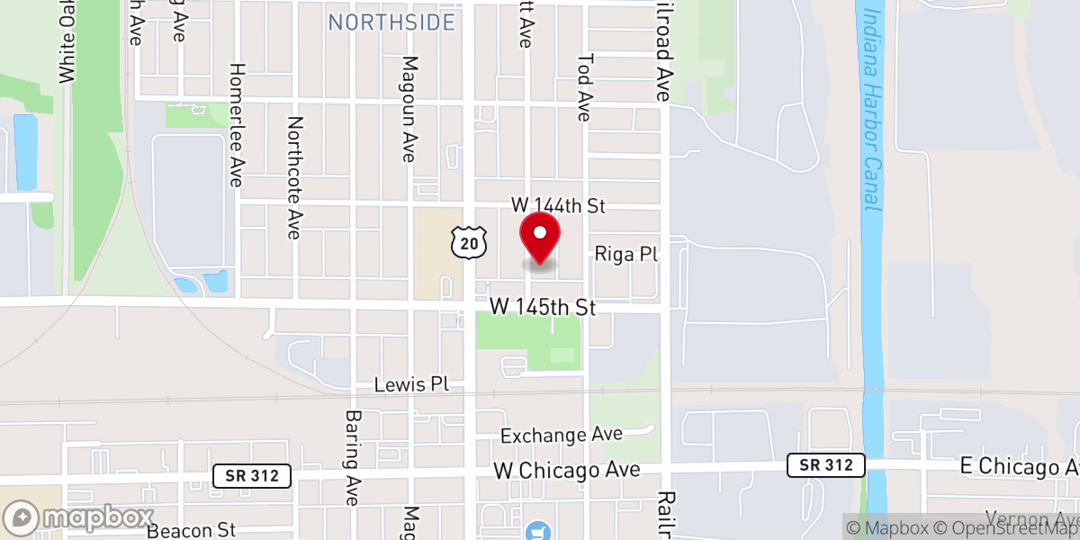 Map showing location of East Chicago Church