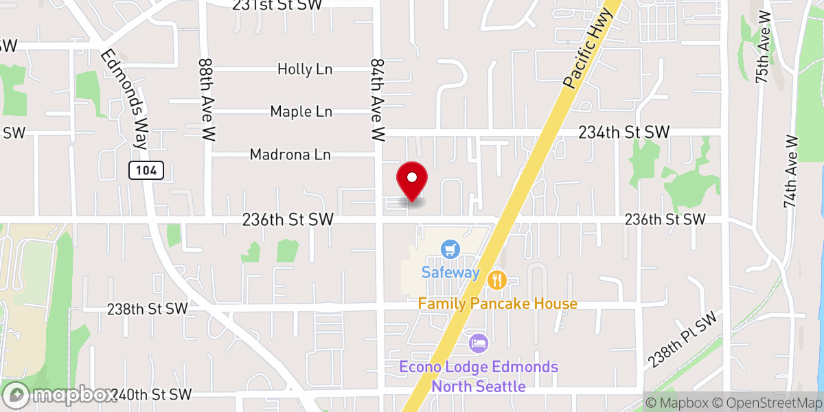 Map showing location of Edmonds Lutheran Learning Center
