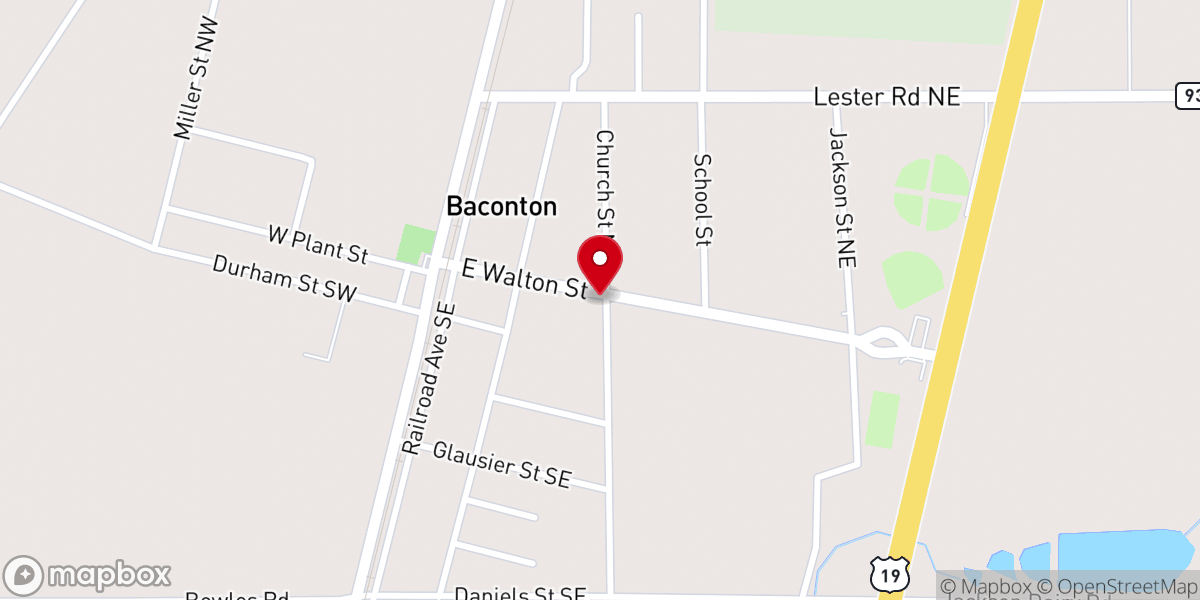 Map showing location of Baconton United Methodist Church