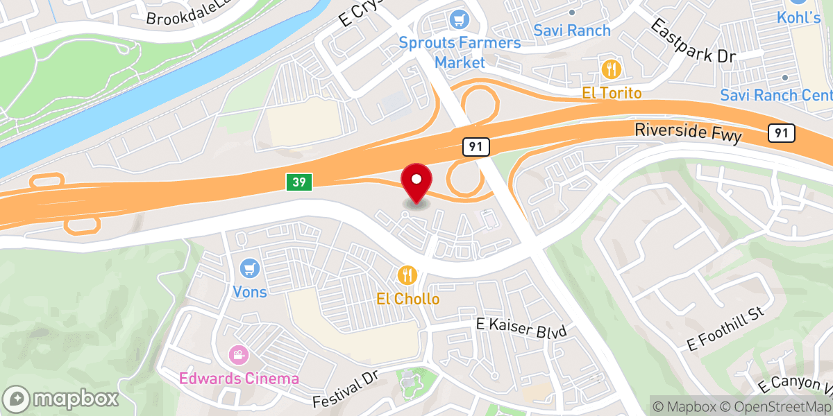 Map showing location of Anaheim Hills Presbyterian Church
