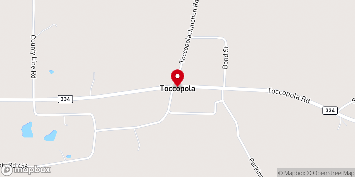 Map showing location of Toccopola