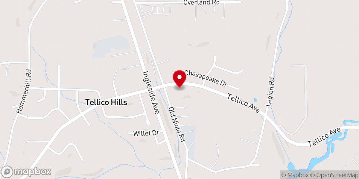 Map showing location of Tellico Avenue Baptist Church