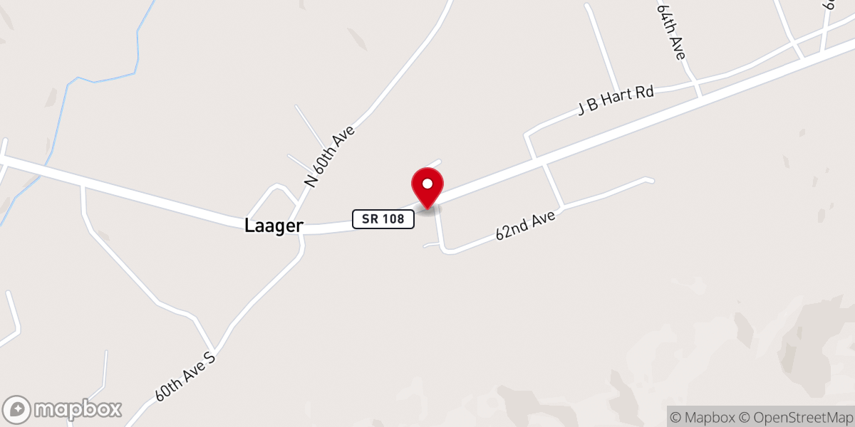 Map showing location of Laager Church