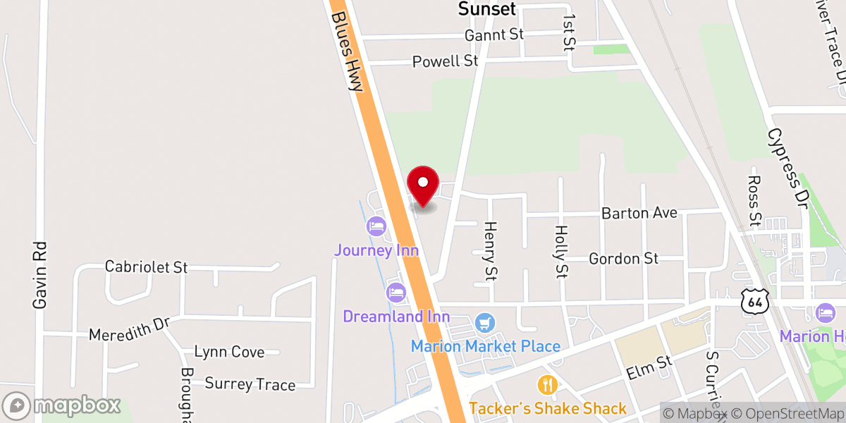 Map showing location of Dominion World Outreach Ministries