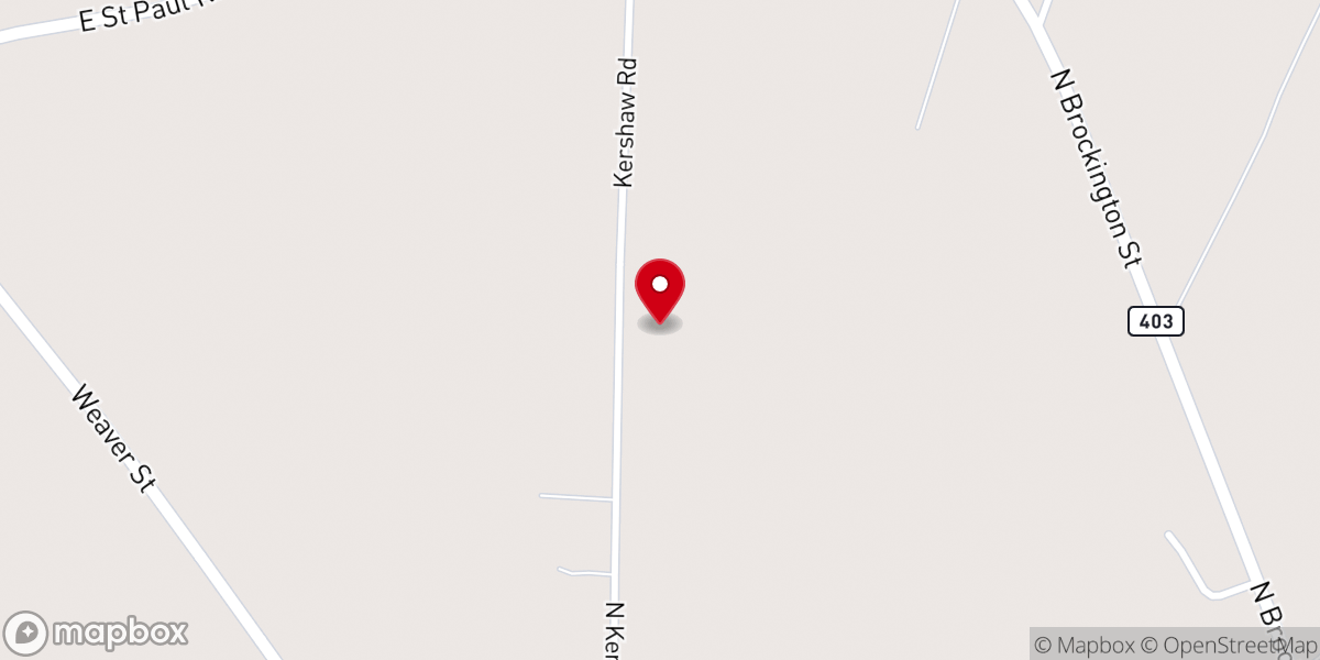 Map showing location of Peaceful Baptist Church