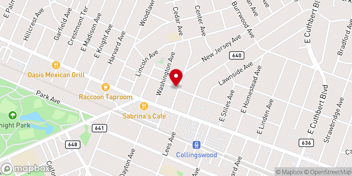 Map showing location of First Baptist Church of Collingswood