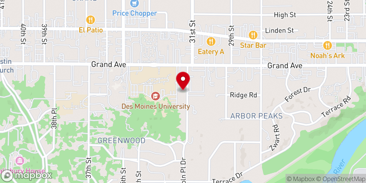 Map showing location of Unity Center of Des Moines