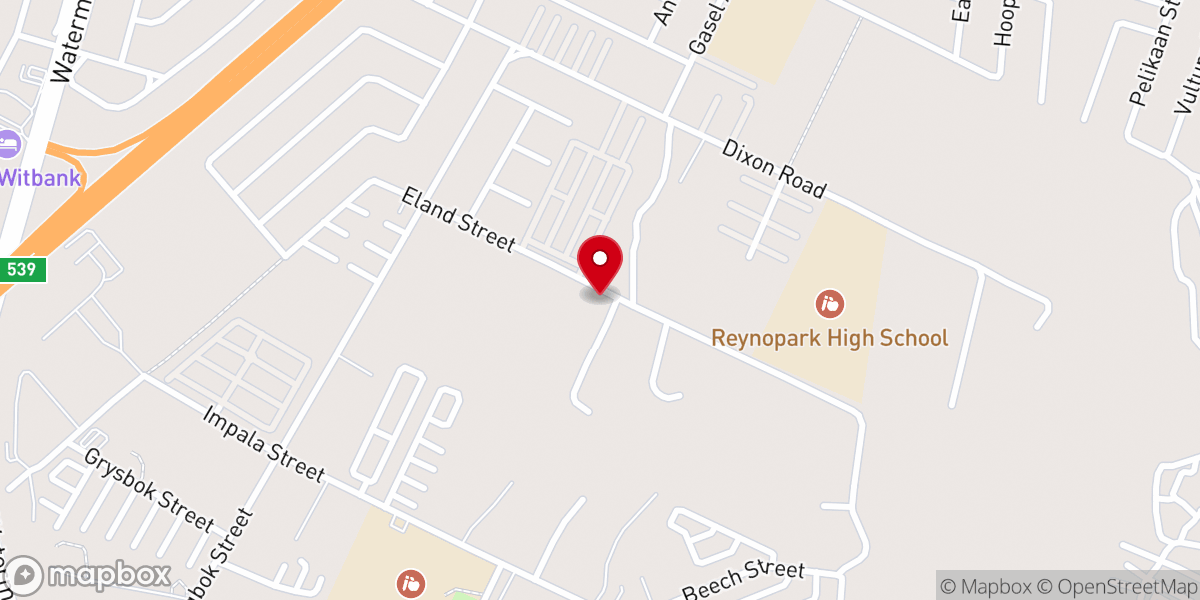 Map showing location of Christ Embassy Witbank