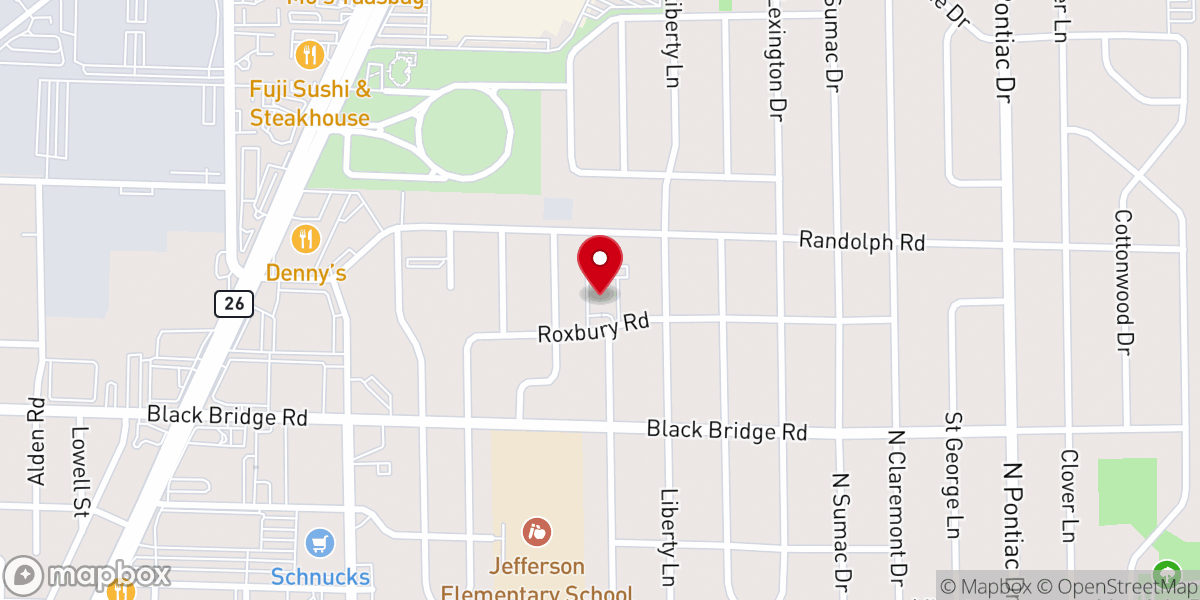 Map showing location of Roxbury Church of Christ