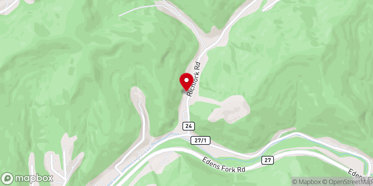 Map showing location of Kanawha Two Mile Bible Church