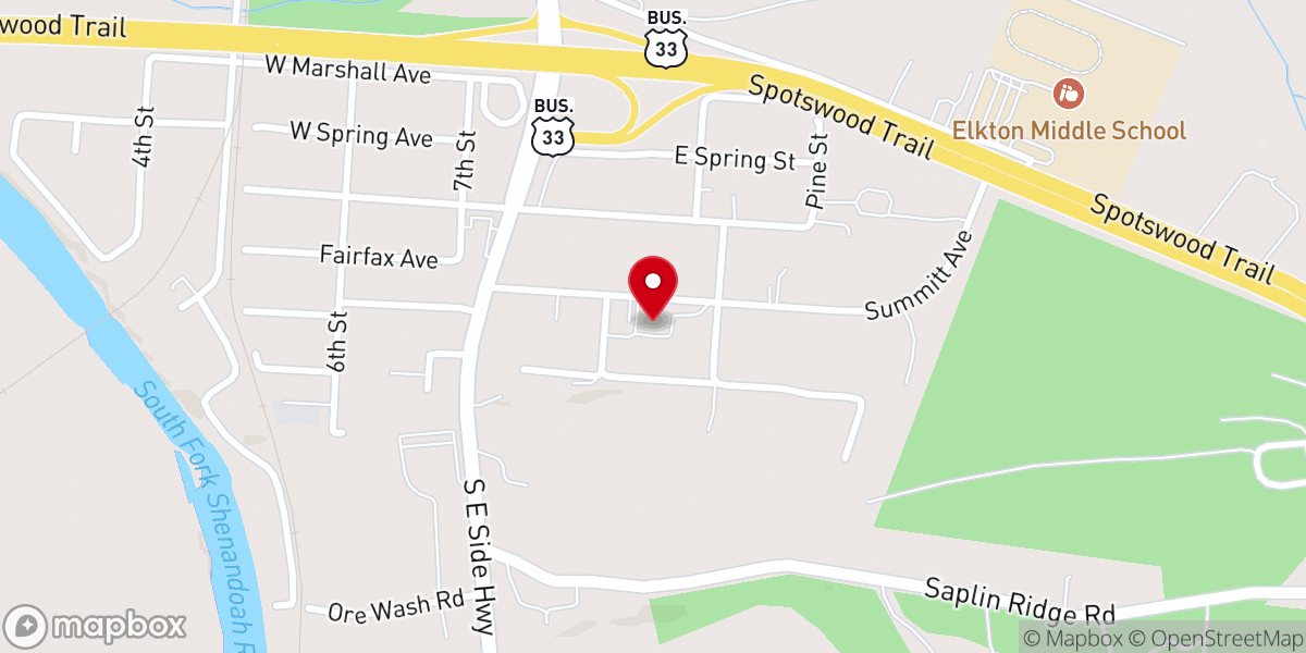 Map showing location of Elkton Pentecostal Church