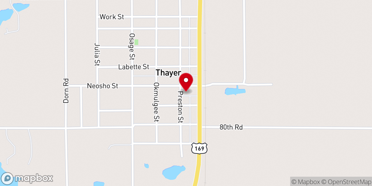 Map showing location of Thayer Municipal Court