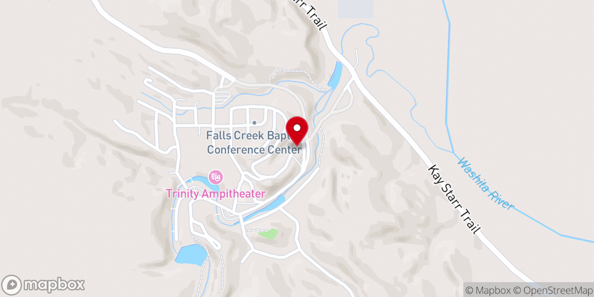 Map showing location of FBC Hollis Falls Creek Cabin