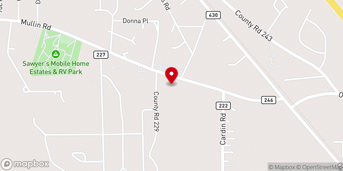 Map showing location of Midway Baptist Church