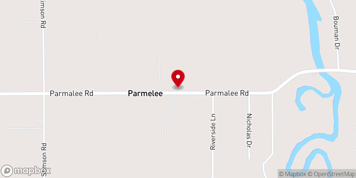 Map showing location of Parmelee United Methodist Church