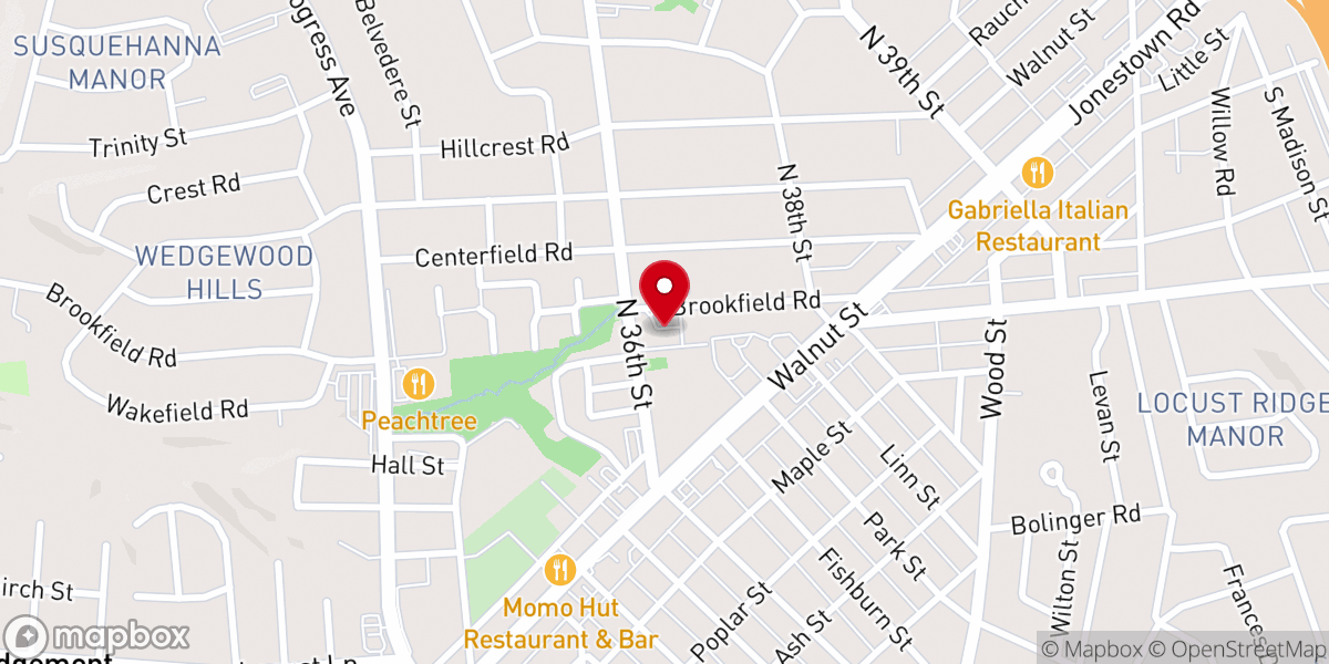 Map showing location of Brookfield Bible Church