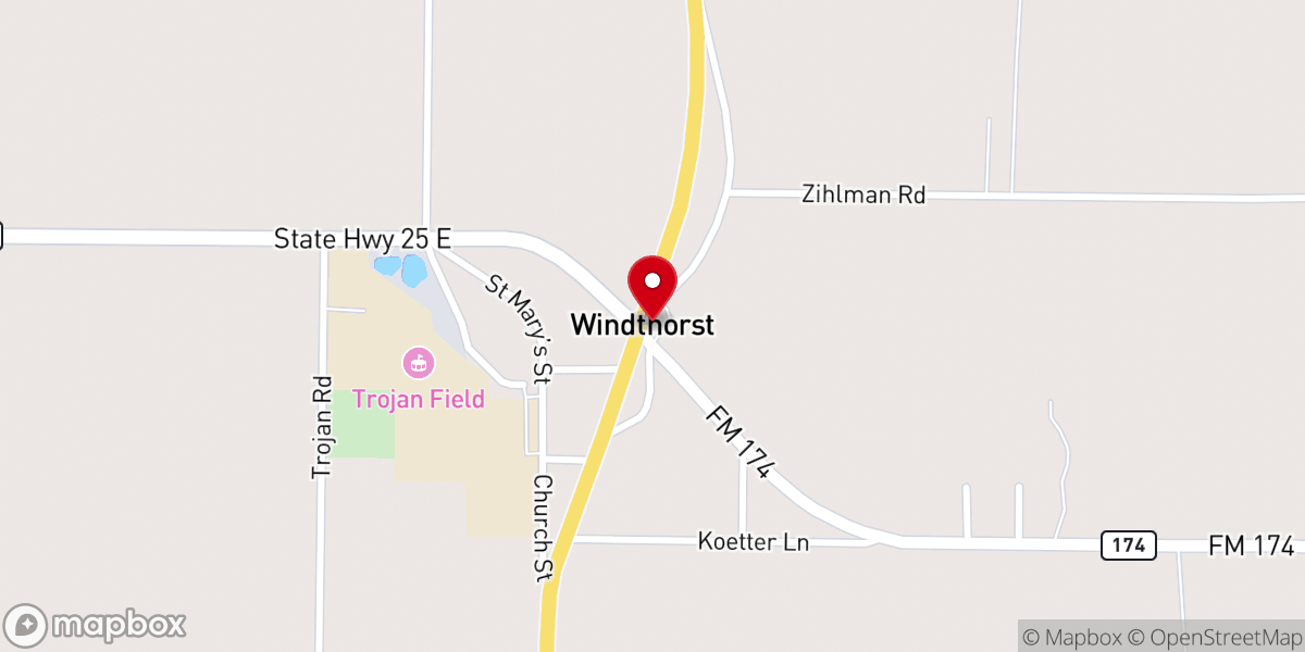 Map showing location of Windthorst