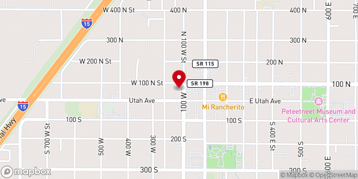 Map showing location of Roots Coffee Payson