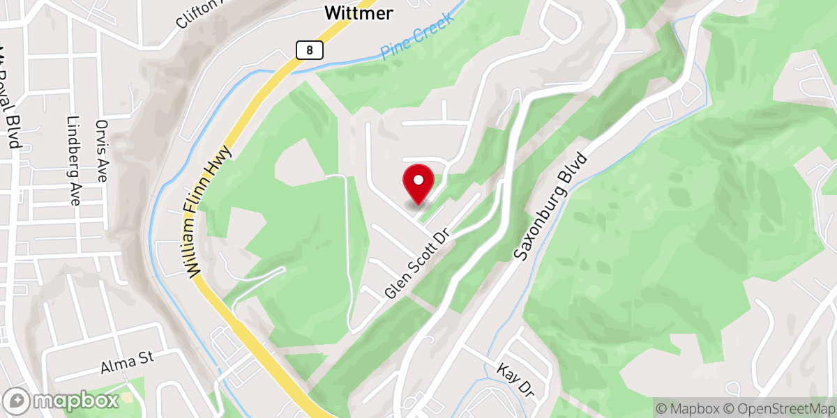 Map showing location of Shaler Highlands Apartments