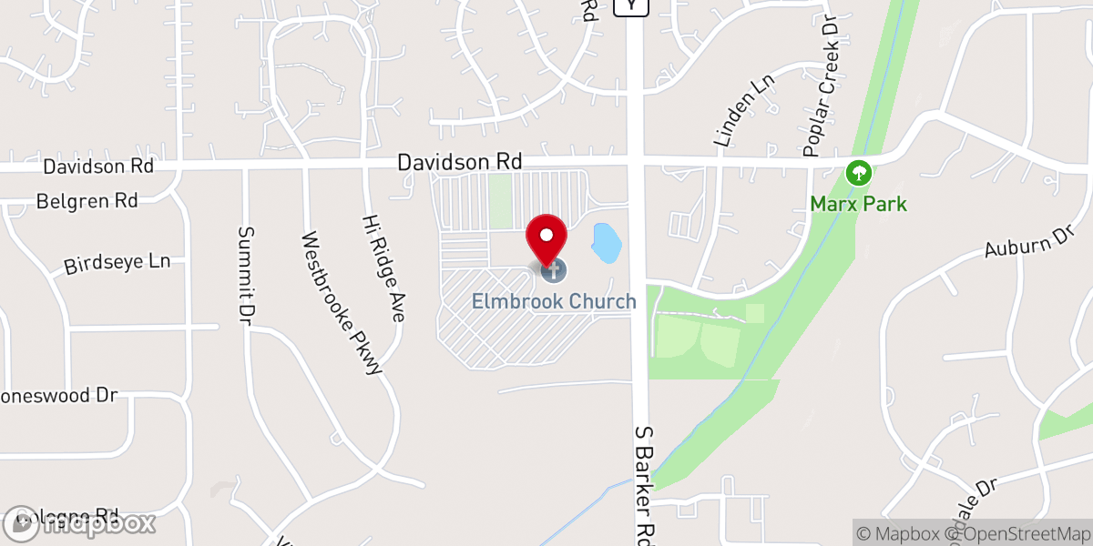 Map showing location of Elmbrook Church