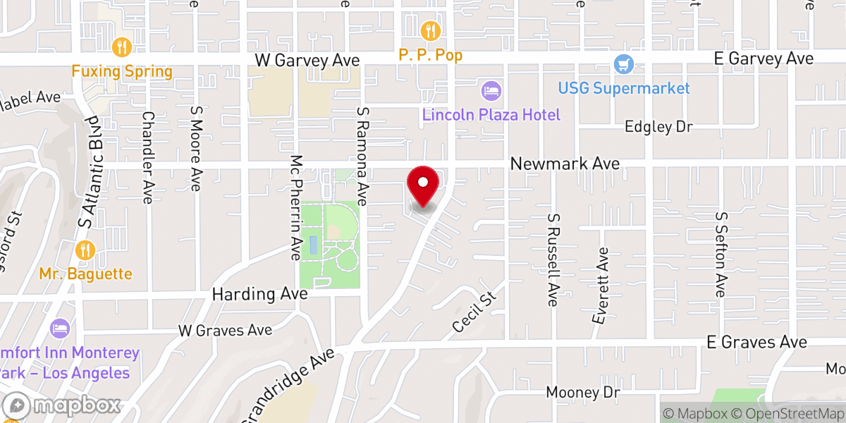 Map showing location of Monterey Park United Methodist Church