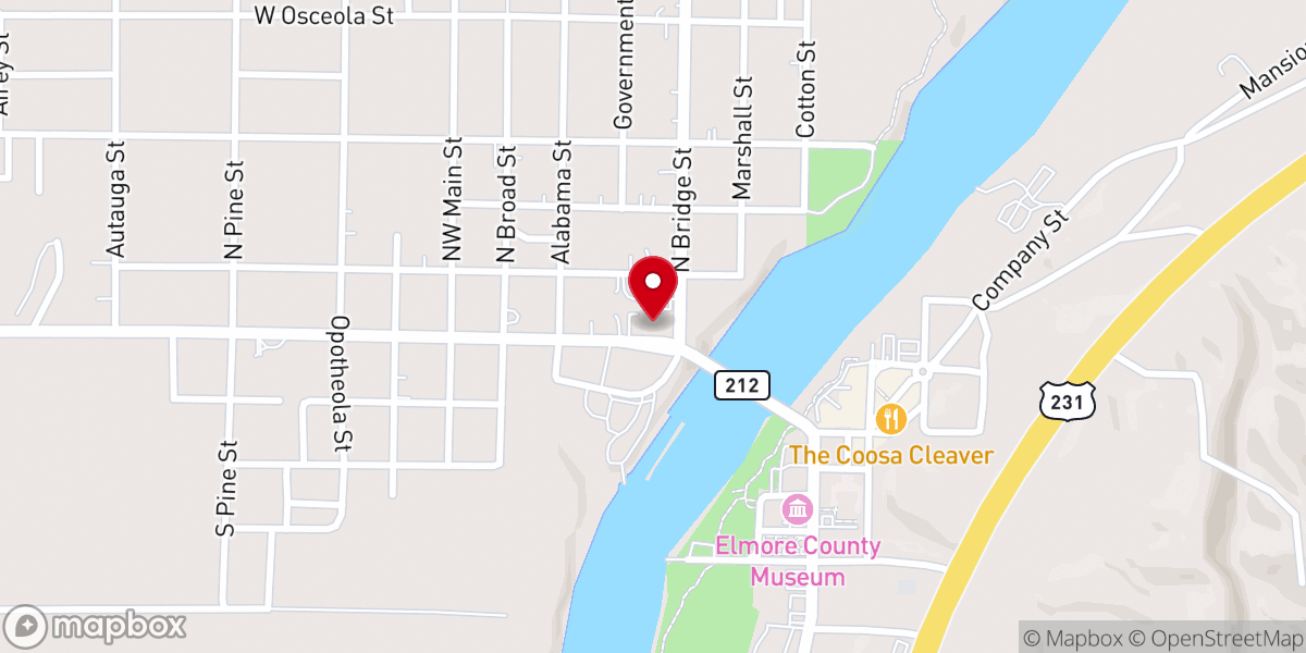 Map showing location of First Presbyterian Wetumpka