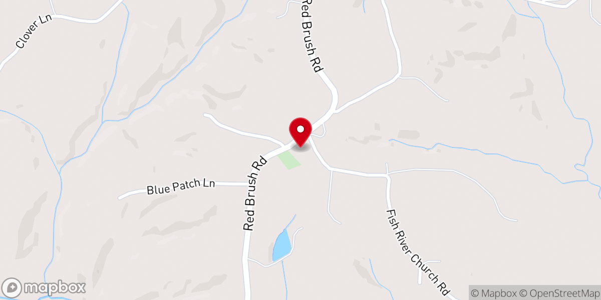 Map showing location of Blues Grove Baptist Church