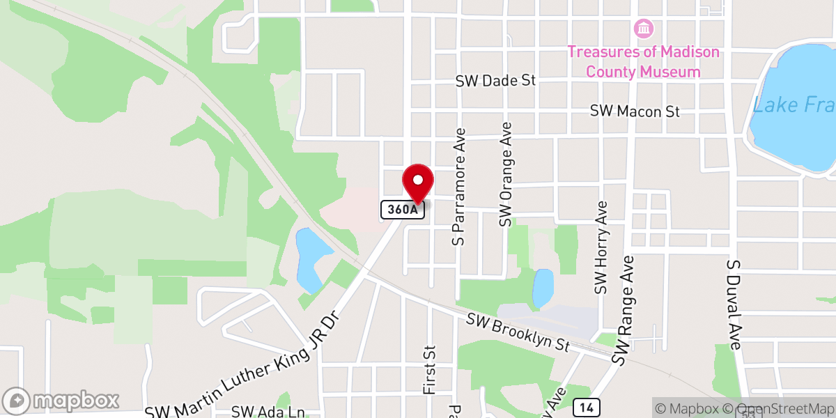 Map showing location of Damascus Baptist Church