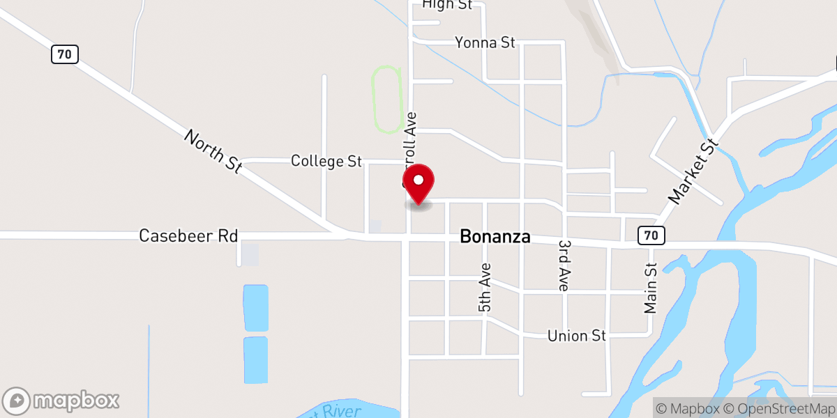 Map showing location of Bonanza Seventh-day Adventist Church