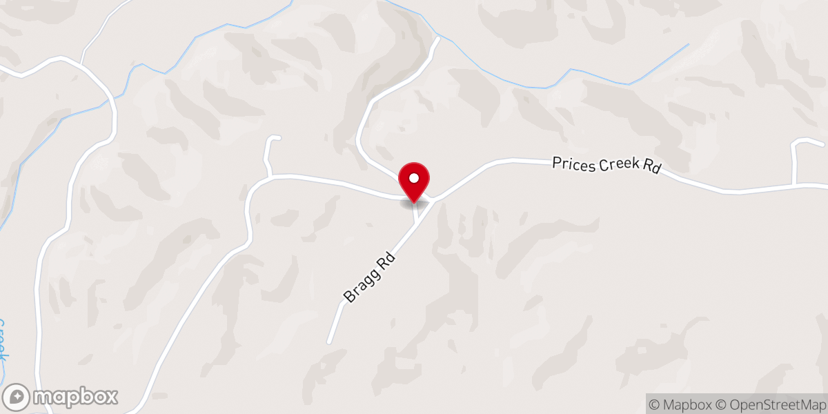 Map showing location of Prices Creek Missionary Baptist Church