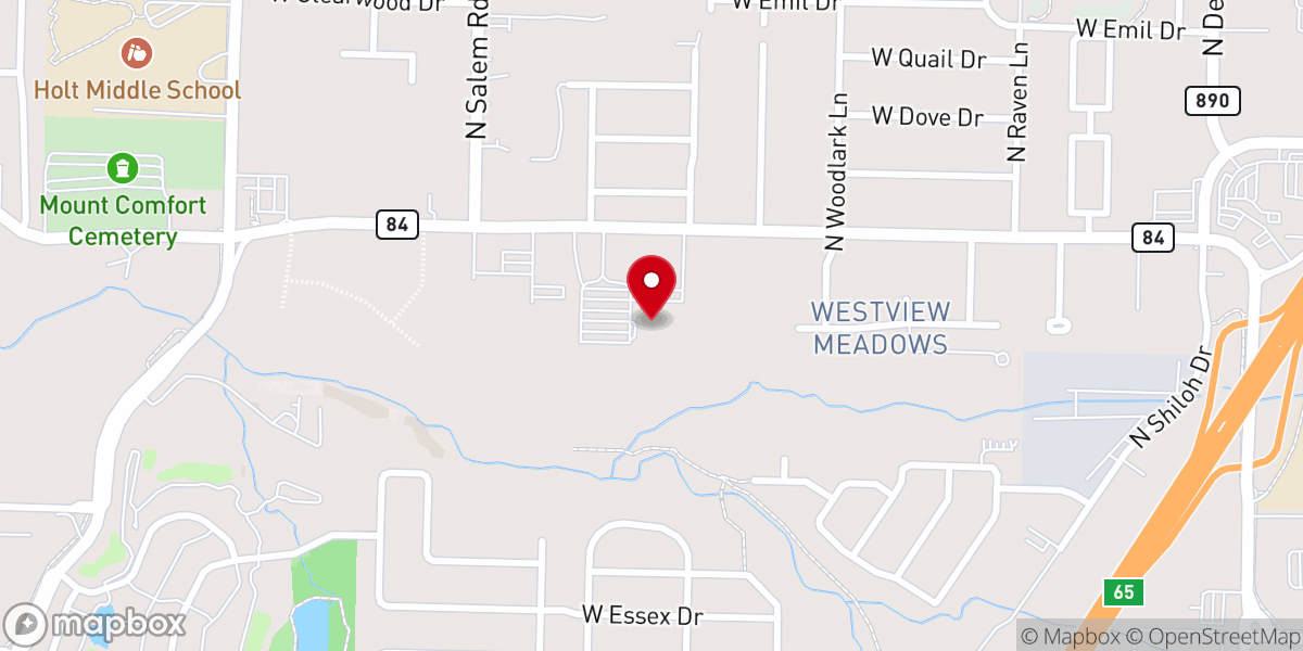 Map showing location of Mount Comfort Church of Christ