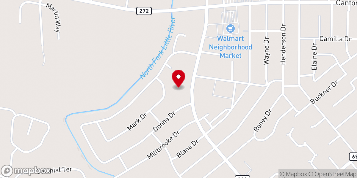 Map showing location of Millbrooke Christian Church